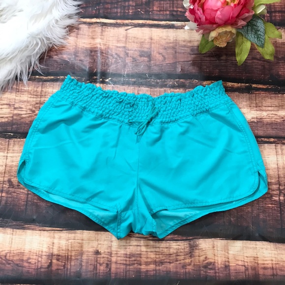 womens teal swim shorts